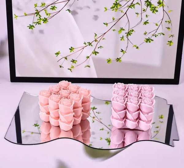 Molde de Silicona Vela ROSAS🌹 Cubo APILADA 24Y8 VELA YESO CEMENTO