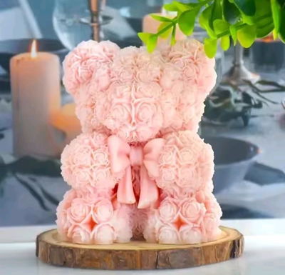 Molde oso rosas con moño