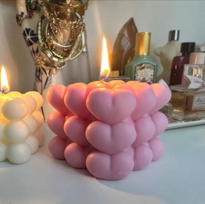 Molde velas burbujas corazon x2