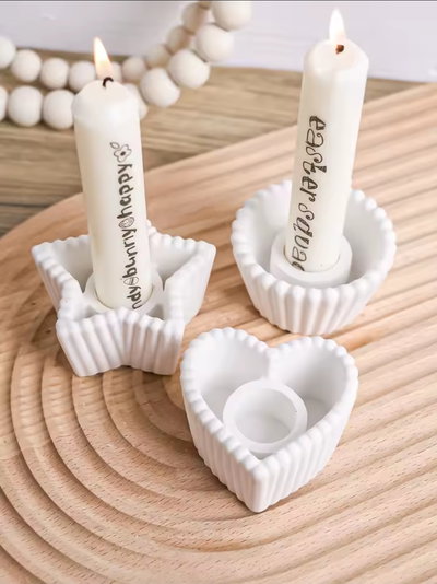 Molde porta velas rayas corazon 