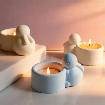 Molde conejito abrazado porta vela
