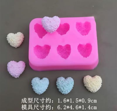 Molde corazones peluche x6