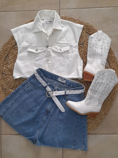 Chaleco jeans blanco