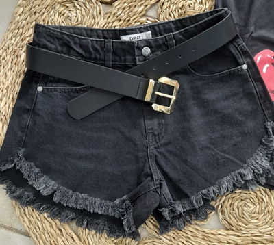 Shorts de Jeans deflecado negro