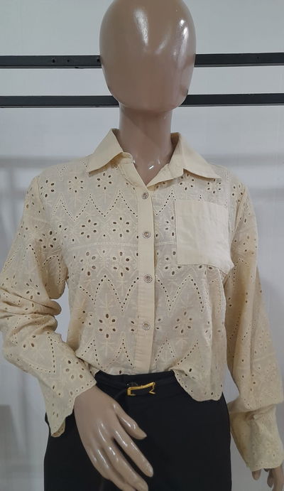 Camisa broderie beige