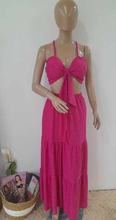 Conjunto broderie top + falda