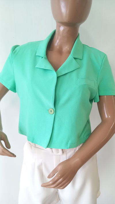 Blazer dama mangas cortas crep
