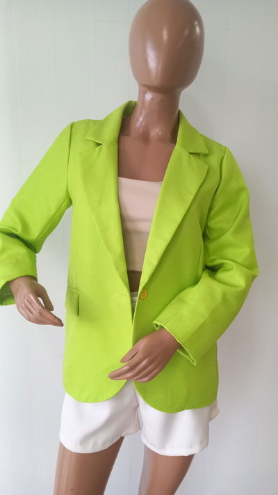 Blazer verde con brillo , bolsillo y botones
