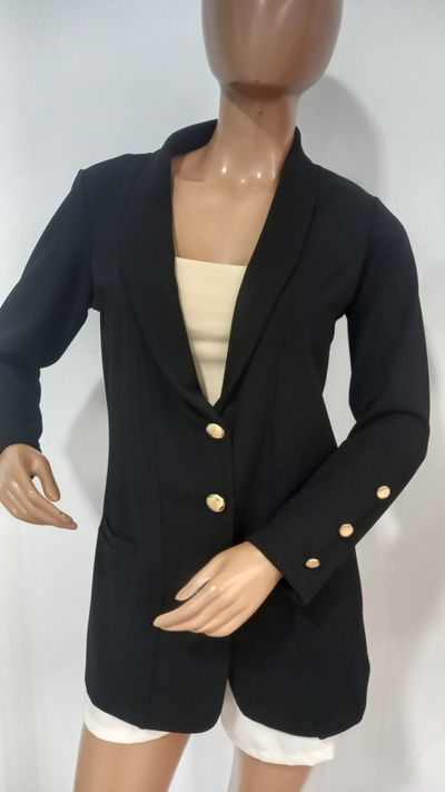 Blazer dama negro con botones dorados