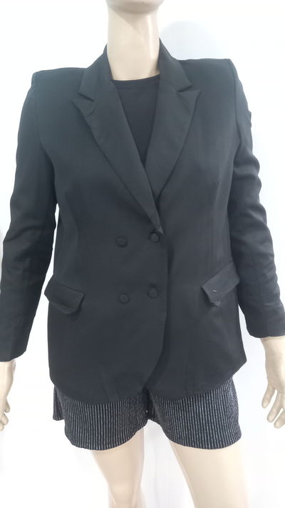 Blazer dama negro con forro dobe botón