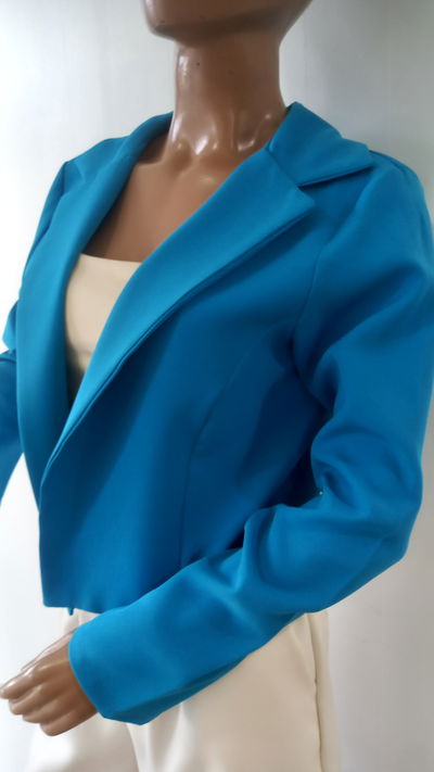 Blazer dama corto turquesa