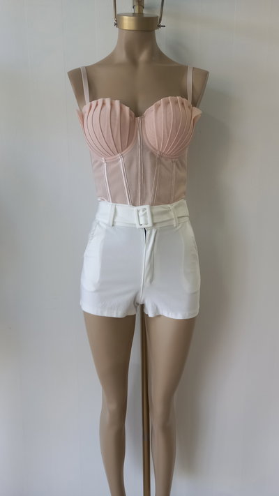 Short dama blanco bengalina con Cinto 