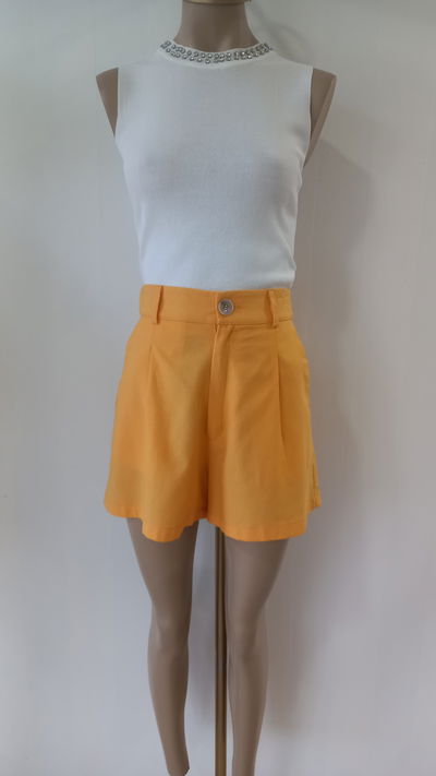 Shorts de Lino Naranja