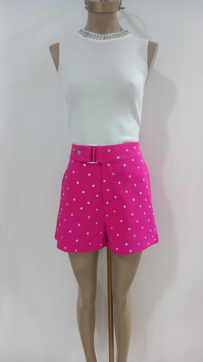 Short dama fuccia con stras