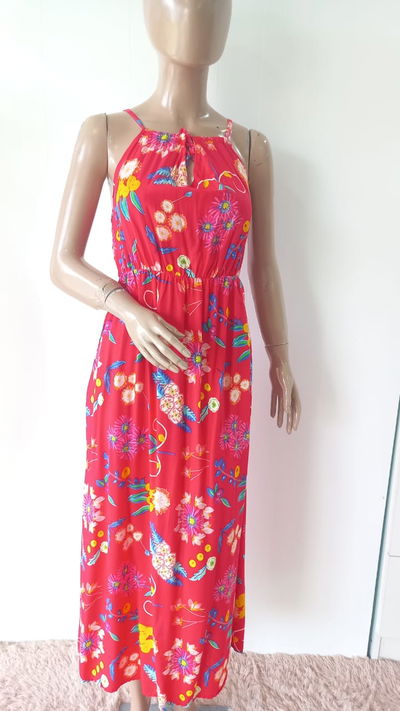 Vestido fibrana largo estampado
