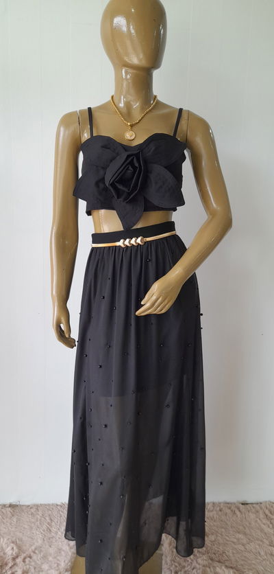 Falda gaza c/perlas