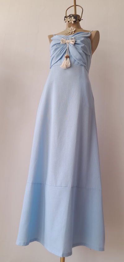 Vestido lino con flor