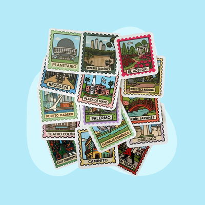15 Stickers Vinilo Estampillas de Buenos Aires 
