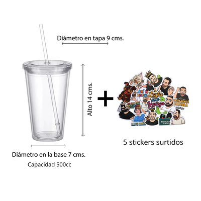 Vaso Transparente 500cc + 5 Stickers Martin Cirio