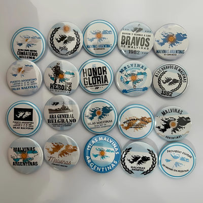 Pines Prendedores 38mm Circulares Pack x20 Unidades - Malvinas Argentinas