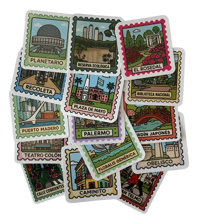 15 Stickers Vinilo Estampillas de Buenos Aires 