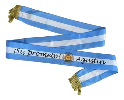 Banda Promesa Jura A La Bandera Arg Personalizada C/nombre Banda Si Prometo Personalizada