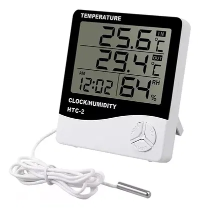 Termohigrómetro Medidor De Temperatura, Humedad y Reloj más Sensor de Temperatura 