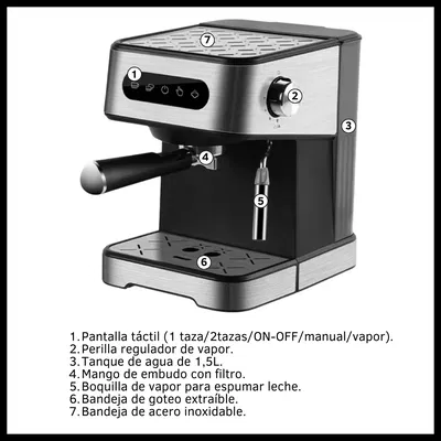 Cafetera Expresso Barista 15 Bar Semi Automática 1350w 