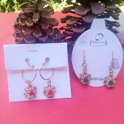 Aros campana con mo帽o dorado