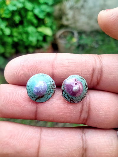 Aros esmaltado turquesa verdoso 