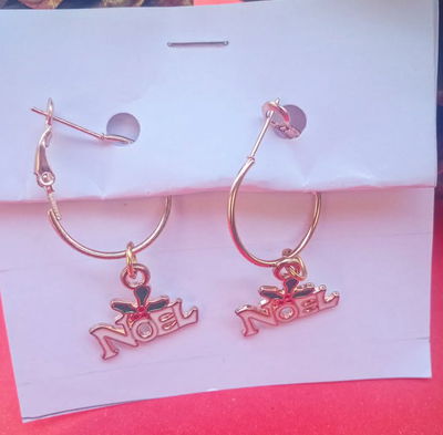Aros argollas con palabra Noel