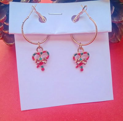 Aros argollas moño de navidad 