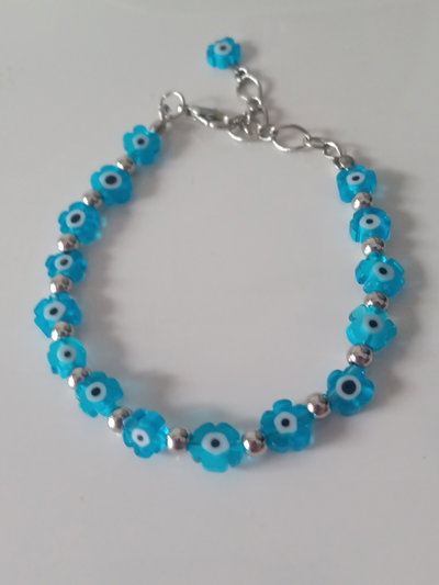 Pulsera flores ojos turcos 