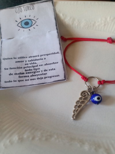 Pulsera  amuleto ojo turco con ala 