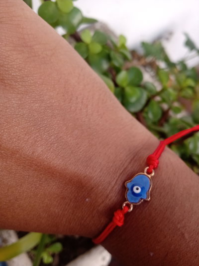 Pulsera mano de Fátima azul con ojo turco azul