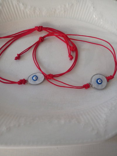 Pulsera  de ojo turco azul nacar