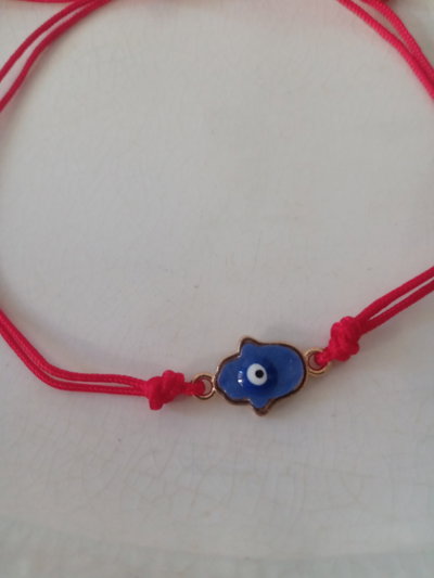 Pulsera mano de Fátima azul con ojo turco azul