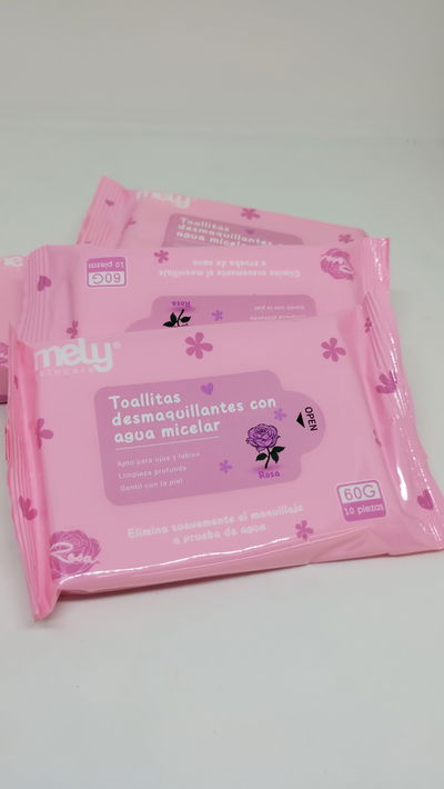 Toallitas desmaquillantes con agua micelar rosas - MELY