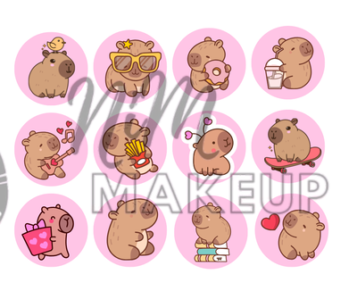 Plantilla de stickers "Carpincho" (Producto digital - Entrega inmediata por mail)