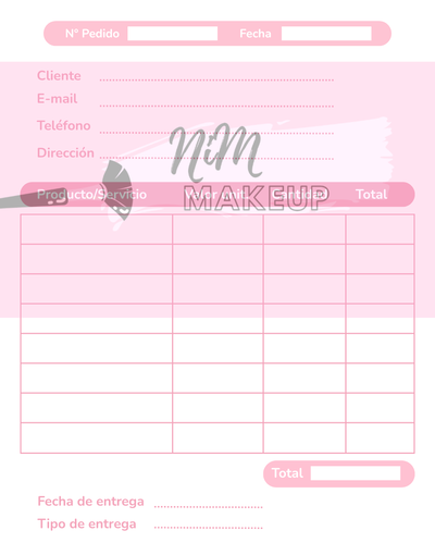 Ficha de pedidos para Emprendedores Rosa (Producto digital - Entrega inmediata por mail)