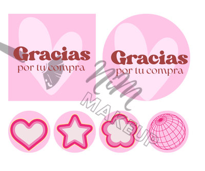 Plantilla de stickers "Gracias" (Producto digital - Entrega inmediata por mail)
