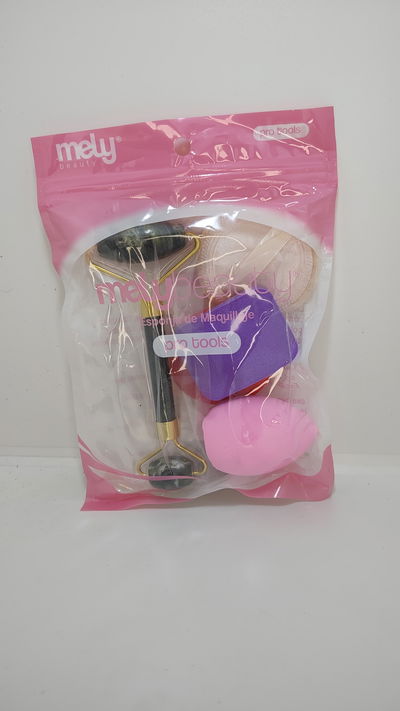 Kit Esponjas Surtidas + Masajeador Facial Rodillo de Jade - Mely