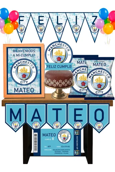 Manchester City Cotillón Infantil Personalizado