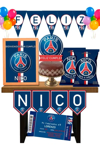 Paris Saint Germain PSG Cotillón Infantil Personalizado