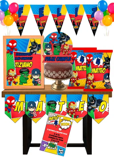 Superheroes Baby Cotillón Infantil Personalizado