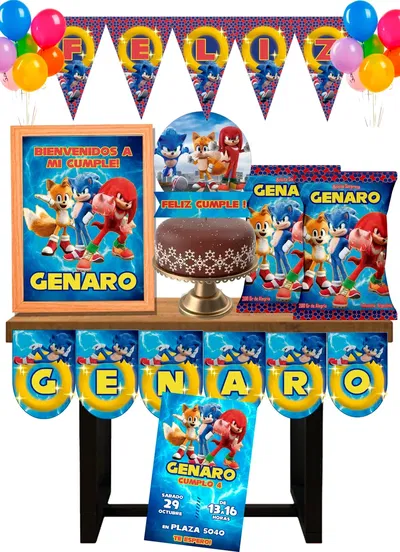 Sonic Cotillón Infantil Personalizado