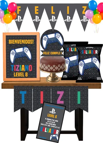 Gamer Playstation Cotillón Infantil Personalizado