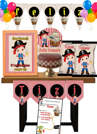 Pirata Niño Cotillón Infantil Personalizado