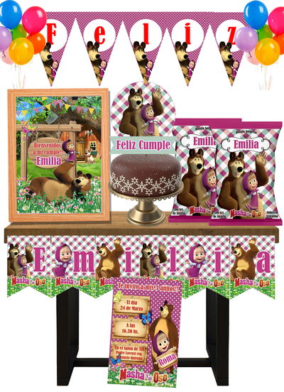 Masha y el Oso Cotillón Infantil Personalizado