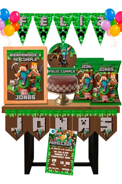 Minecraft Cotillón Infantil Personalizado